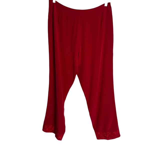 TWO TWENTY FIVE 100% Silk Trousers w/ Paisley Cuffs in Red Size 14 -- BEAUTIFUL! - Picture 2 of 7